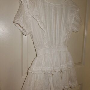 White Ruffled Short Sleeve Dress